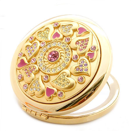 Engravable Beautiful Rose Small Portable Pocket Cosmetic Mirrors - Click Image to Close